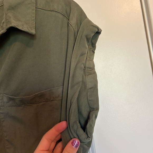 Forever 21 army green button down collared wrap sent waste dress - Picture 5 of 6